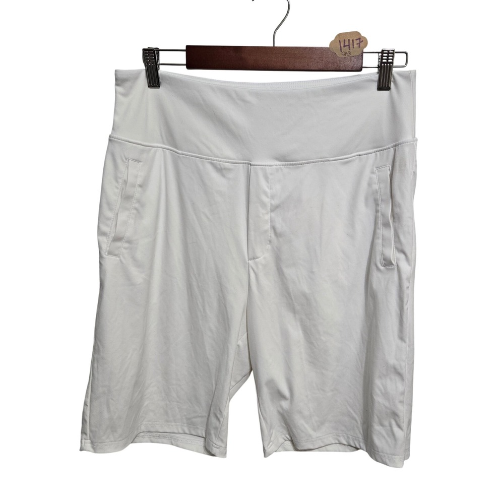 Santiny Womens White High Waisted Golf Athletic Shorts Size XL Pockets Stretch